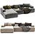 Contemporary 4-Seater Sectional Sofa 3D model small image 3