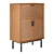 Waska Oak & Rattan Bar Cabinet 3D model small image 1