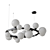 Asymmetric Glass Chandelier, White Shades 3D model small image 1