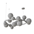 Asymmetric Glass Chandelier, White Shades 3D model small image 3