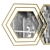 Elegant Gold Hexagon Wall Mirror 3D model small image 2