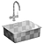 Modern Black Kitchen Sink Set 3D model small image 6