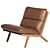 Stylish Leather Armchair with Wood Frame 3D model small image 2