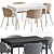 Scandinavian Dining Set Extendable Table 3D model small image 1