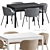 Scandinavian Dining Set Extendable Table 3D model small image 2