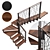 Steel Loft Staircase with Winders 3D model small image 9