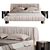 Ivory Velvet Upholstered Queen Bed 3D model small image 8