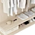 Modular Wood & White Wardrobe 3D model small image 6