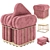 Toast-Shaped Multifunctional Ottoman 3D model small image 1