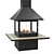 Cube Island Fireplace with Glass Doors 3D model small image 1