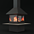 Cube Island Fireplace with Glass Doors 3D model small image 4