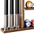 Billiard Cue and Ball Wall Rack 3D model small image 2