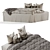  Linen Bedding Set with 3 Throws 3D model small image 2