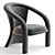 Sculptural Green Velvet Armchair 3D model small image 2