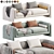 Contemporary Modular Velvet Judo Sofa 3D model small image 1