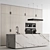 Contemporary Wood Black Kitchen 3D model small image 1