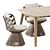 Modern Outdoor Dining Set: Flair O' Chair & Fynn Table 3D model small image 3