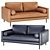 Luxury Tanned Leatherette 2-Seater Sofa 3D model small image 1