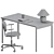 Scandinavian Style Workspace Set with Chair 3D model small image 2