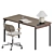 Scandinavian Style Workspace Set with Chair 3D model small image 4