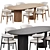 Modern Oak Oval Dining Set 3D model small image 1