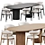 Modern Oak Oval Dining Set 3D model small image 2