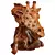 Wooden Giraffe Head Sculpture 3D model small image 4