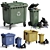 Outdoor Waste Bin Set 3D model small image 1