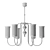 Olzano Chandelier 6-Light, Brushed Nickel 3D model small image 3