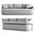 Luxe Aluminum Bronte Sofa 3D model small image 4