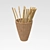 Rustic Rattan Basket Storage Tray 3D model small image 1