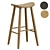 Rustic Wood Luna Bar Stool 3D model small image 1