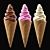 Title: Triple Color Ice Cream Cone 3D model small image 2