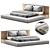 Modern Fabric Upholstered Platform Bed 3D model small image 1