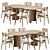 Rattan Upholstered Dining Chair Table 3D model small image 1