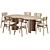 Rattan Upholstered Dining Chair Table 3D model small image 2
