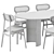 Rattan Upholstered Dining Chair Table 3D model small image 6