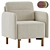 Modern Style Velvet Grey Armchair 3D model small image 1