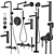 Premium Smooth Faucets & Showers Set 3D model small image 1