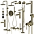 Premium Smooth Faucets & Showers Set 3D model small image 3