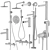 Premium Smooth Faucets & Showers Set 3D model small image 5