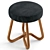 Elegant Wood Boucle Velvet Pouf 3D model small image 3