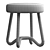 Elegant Wood Boucle Velvet Pouf 3D model small image 6