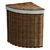 Corner Natural Wicker Laundry Basket 3D model small image 1