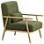 Modern Boucle Armchair with Wood Accents 3D model small image 3