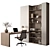 Modern Office Desk Set 637 3D model small image 1