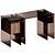 Modern Marcel Writing Desk with Bookcase 3D model small image 2