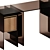 Modern Marcel Writing Desk with Bookcase 3D model small image 4
