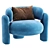 Modern White Valli Armchair - 3D-Ready 3D model small image 3