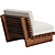 Modern Teak Outdoor Lounge Chair 3D model small image 2